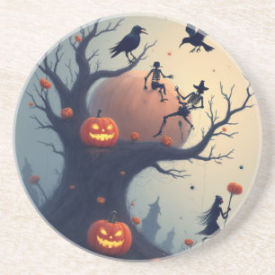 Dessous De Verre En Grès Arbre d'Halloween sinistre