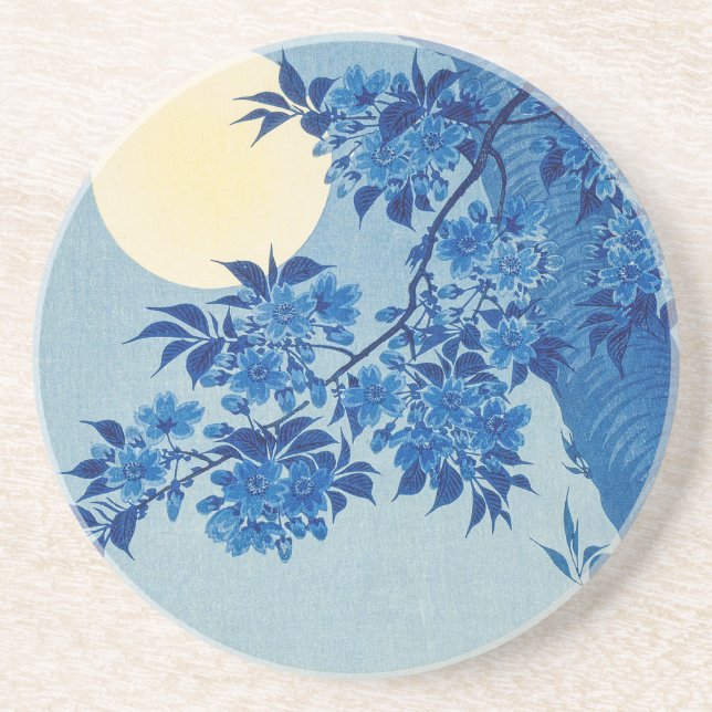 Dessous De Verre En Grès Arbre sous la lumière de la lune bleue : Nuit de f (Devant)