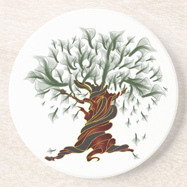 Dessous De Verre En Grès Arbre torsadée (Devant)