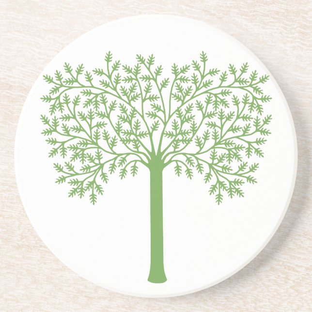 Dessous De Verre En Grès Arbre Vert Stylisé (Devant)