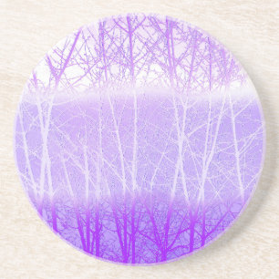 Dessous De Verre En Grès Arbres brumeux givrés en lilas lavande
