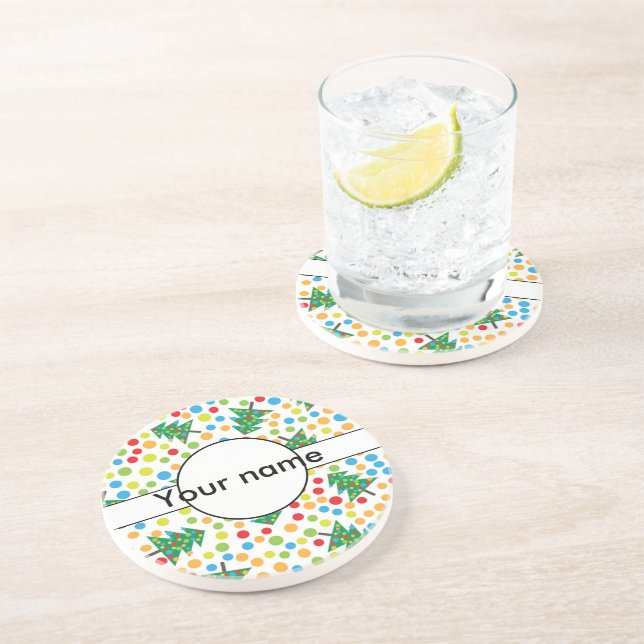 Dessous De Verre En Grès Arbres de Noël motif (Côté)