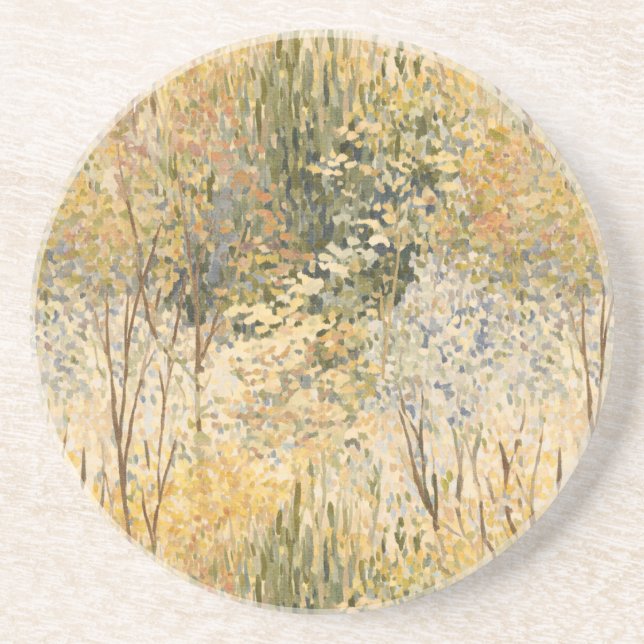 Dessous De Verre En Grès Arbres jaunes en automne (Devant)