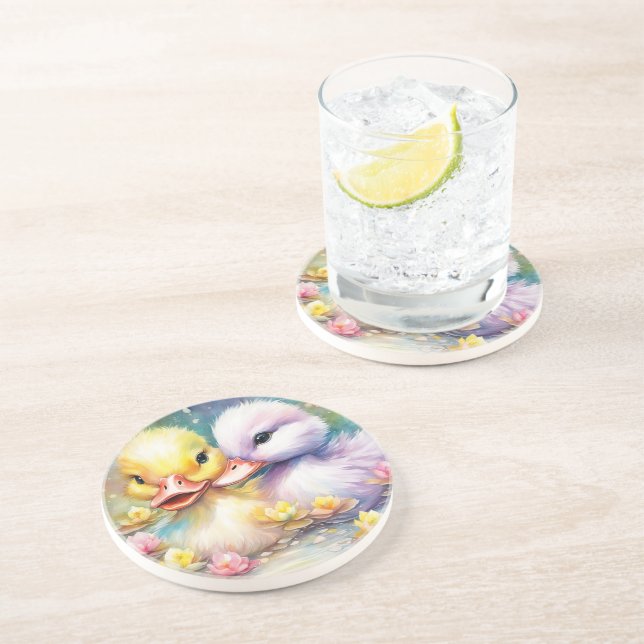 Dessous De Verre En Grès Arc-en-ciel Canard 4 (Côté)