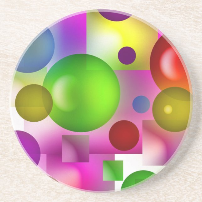 Dessous De Verre En Grès Arc-en-ciel géométrique (Devant)