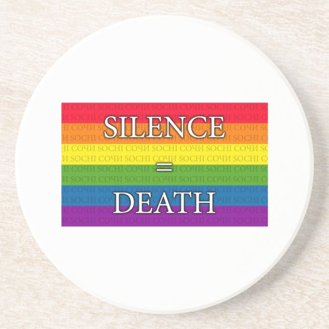 Dessous De Verre En Grès Arc-en-ciel - Silence = Mort (Devant)