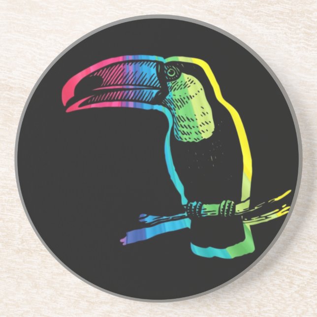 Dessous De Verre En Grès Arc-en-ciel Toucan en noir (Devant)