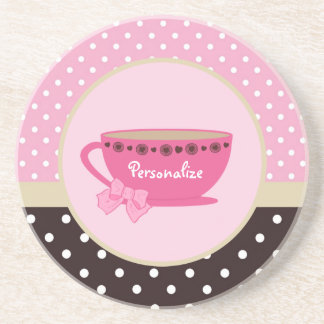 Dessous De Verre En Grès Arc rose et Brown de tasse de thé Girly nom de
