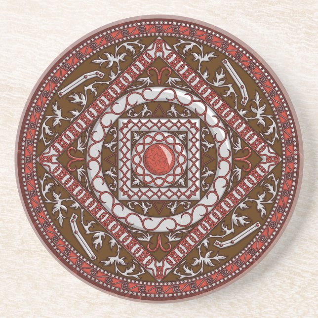 Dessous De Verre En Grès Aries Mandala Coaster (Devant)