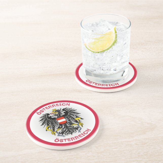 Dessous De Verre En Grès Armoiries d'Autriche de forme circulaire  (Côté)