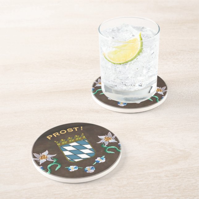 Dessous De Verre En Grès Armoiries de Bavière "Prost!" (Côté)