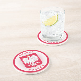 Dessous De Verre En Grès Armoiries de la Pologne en forme de cercle 