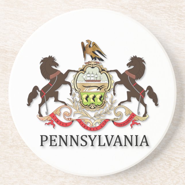 Dessous De Verre En Grès Armoiries de l'État de Pennsylvanie (Devant)