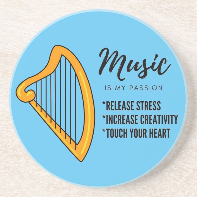 Dessous De Verre En Grès arpa, amoureux de la musique sac d'épicerie bagage (Devant)