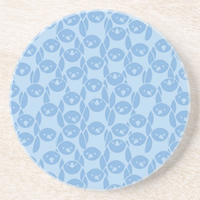 Dessous De Verre En Grès Arrière - plan bleu de motif de pingouins (Devant)