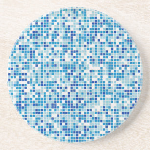 Dessous De Verre En Grès Arrière - plan de carreaux bleus