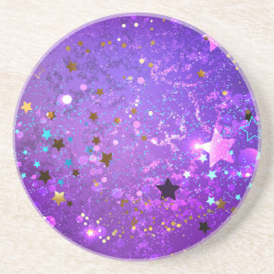 Dessous De Verre En Grès Arrière - plan de feuille violet avec étoiles