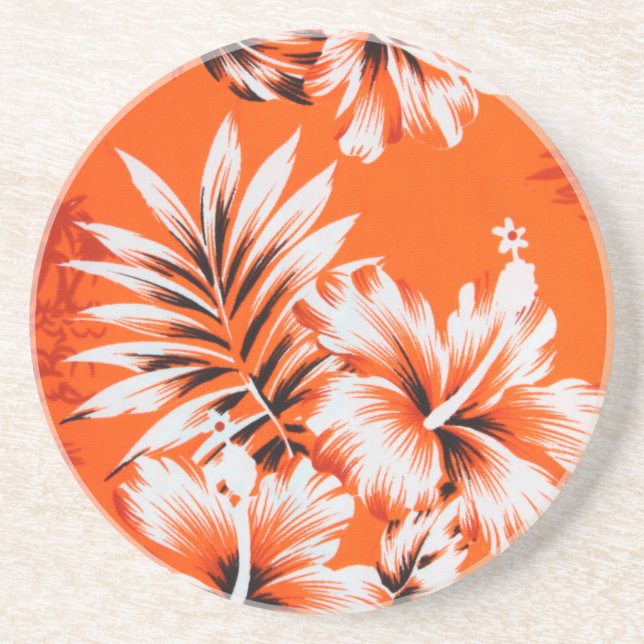 Dessous De Verre En Grès Arrière - plan de fleurs d'Hibiscus (Devant)