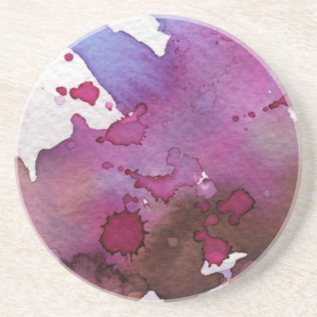 Dessous De Verre En Grès Arrière - plan pourpre d'aquarelle (Devant)
