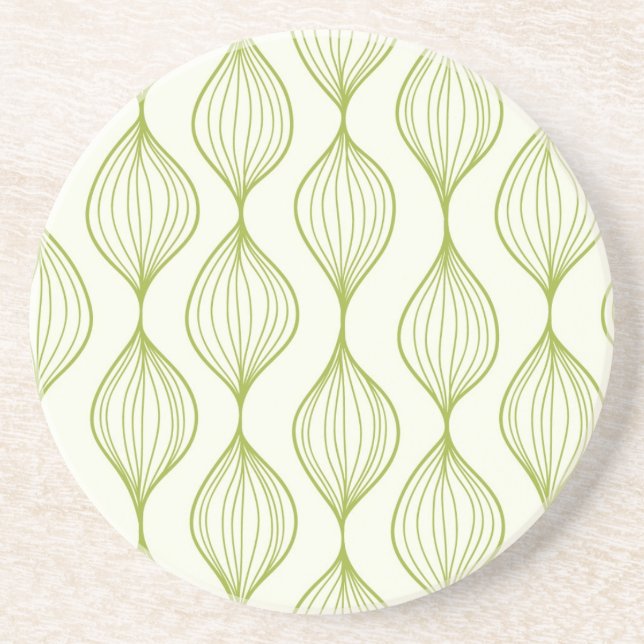 Dessous De Verre En Grès Arrière - plan vertical vert de motif d'ogee (Devant)