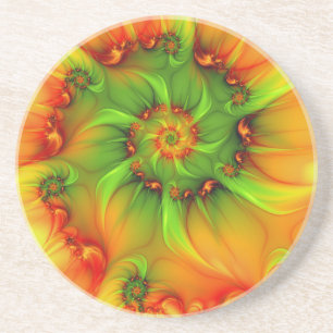 Dessous De Verre En Grès Art abstrait moderne fractal coloré psychédélique