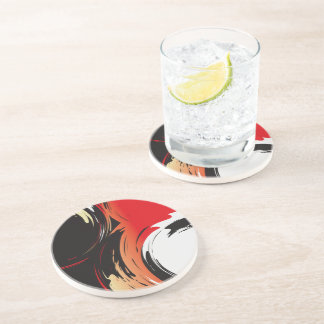 Dessous De Verre En Grès Art Abstrait noir et blanc rouge