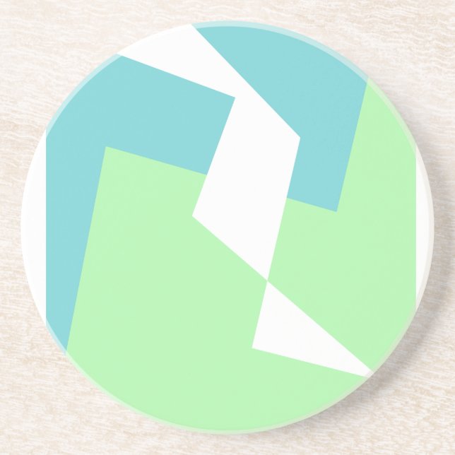 Dessous De Verre En Grès Art Abstrait Turquoise Bleu Vert (Devant)