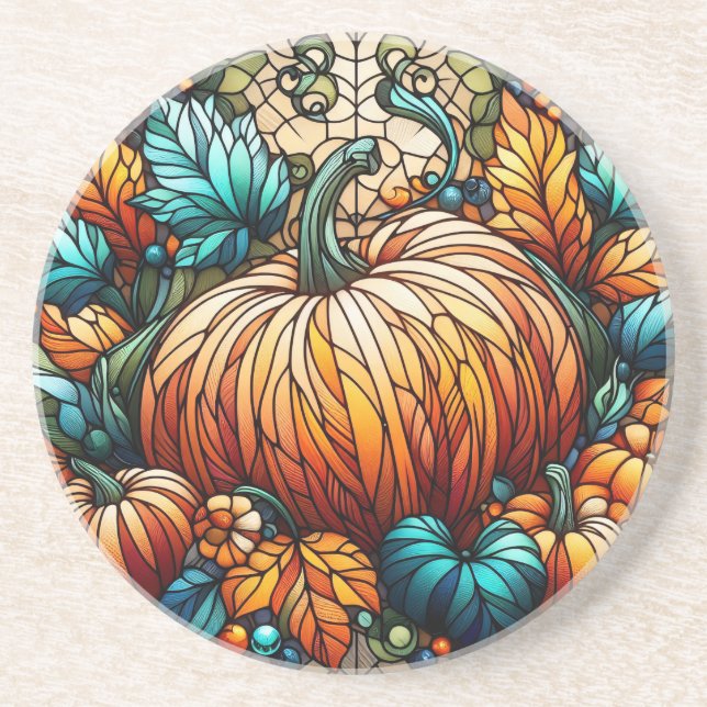 Dessous De Verre En Grès Art Citrouille en verre tendu (Devant)