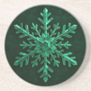 Dessous De Verre En Grès Art de flocon de neige en cristal d'émeraude