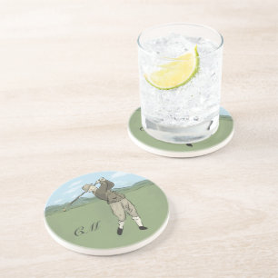 Dessous De Verre En Grès Art de golf de style Vintage monogramme