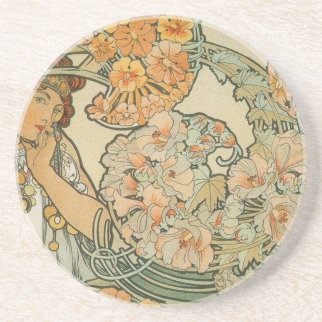 Dessous De Verre En Grès Art déco d'Alphonse Mucha (Devant)
