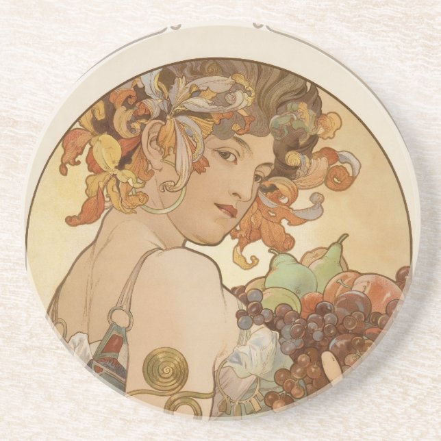 Dessous De Verre En Grès Art déco d'Alphonse Mucha (Devant)