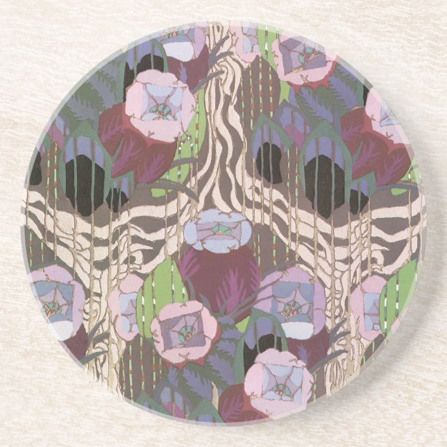 Dessous De Verre En Grès Art déco floral (Devant)