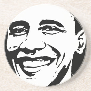 DESSOUS DE VERRE EN GRÈS ART D'ENCRE DE BARACK OBAMA
