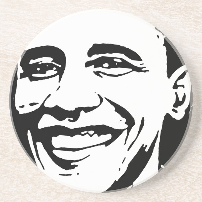 DESSOUS DE VERRE EN GRÈS ART D'ENCRE DE BARACK OBAMA (Devant)