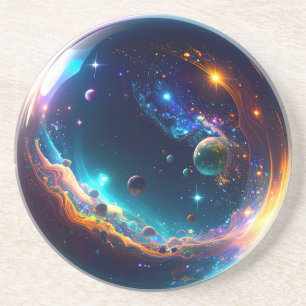 Dessous De Verre En Grès Art Fantastique de la Galaxie de la Bulle Cosmique