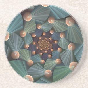Dessous De Verre En Grès Art Fractal Abstrait Avec Profondeur Bleu Brown Ar