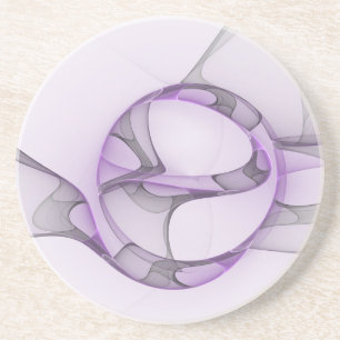 Dessous De Verre En Grès Art fractal abstrait moderne lavande gris