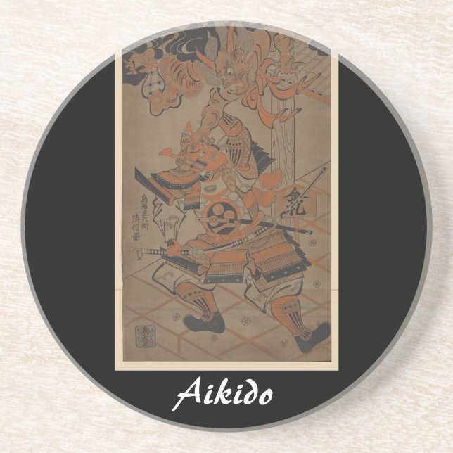 Dessous De Verre En Grès Art martial de Japonais d'Aikido (Devant)