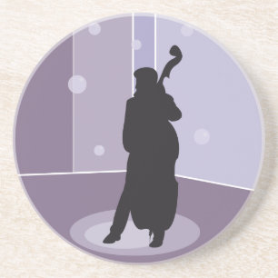 Dessous De Verre En Grès Art musical minimaliste silhouette contrebasse