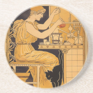 Dessous De Verre En Grès Art Nouveau vintage, L'amour triomphe de tout Scie