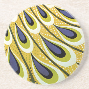 Dessous De Verre En Grès Art Nouveau vintage, plume de paon Macmillan