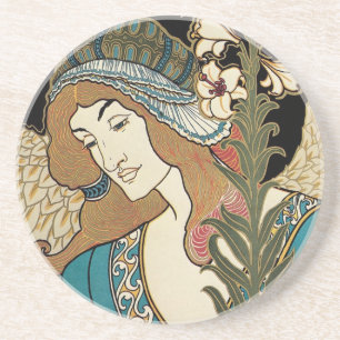 Dessous De Verre En Grès Art Nouveau vintage, Publications de Pâques de Pra