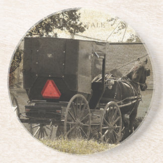 Dessous De Verre En Grès Art numérique de carte postale Amish Horse et Bugg