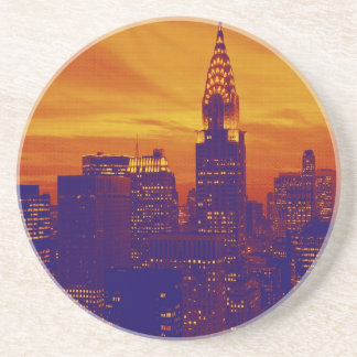 Dessous De Verre En Grès Art pop orange bleu New York City