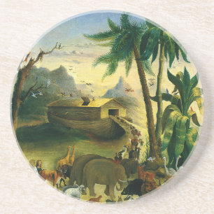 Dessous De Verre En Grès Art populaire victorien vintage, Arche de Noé par