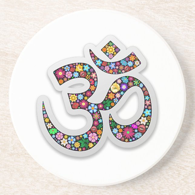 Dessous De Verre En Grès Art symbolique floral Namaste (Devant)