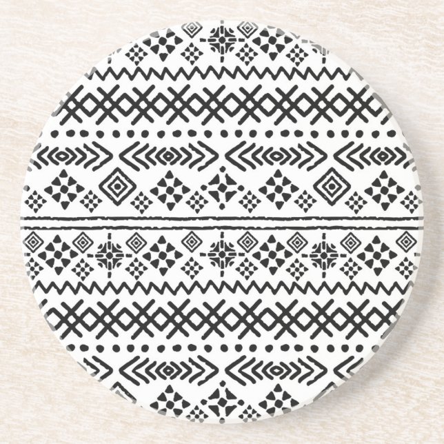 Dessous De Verre En Grès Art tribal boho : géométrique sans soudure. (Devant)