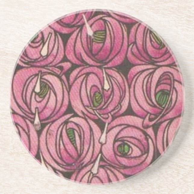 Dessous De Verre En Grès Arts et artisanat Roses roses roses (Devant)