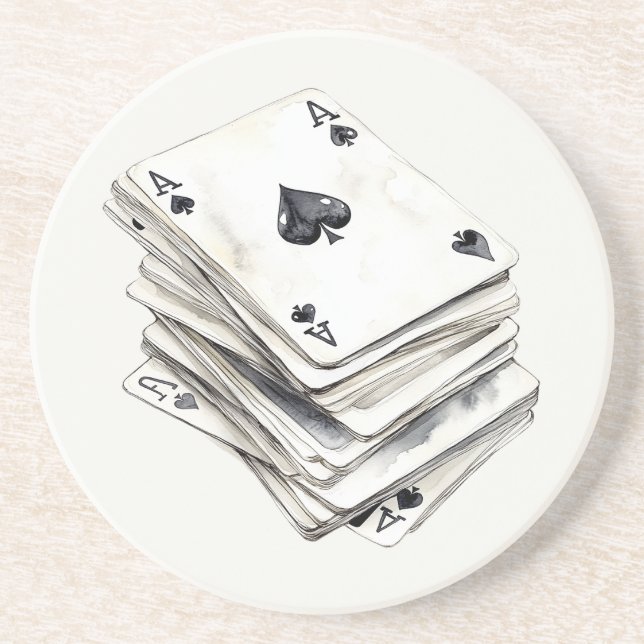 Dessous De Verre En Grès As de jeu de cartes (Devant)